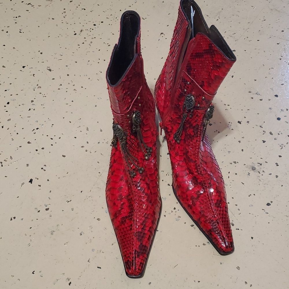 Helle Exclusive Red croco Boots Size 40 - Picture 2 of 8